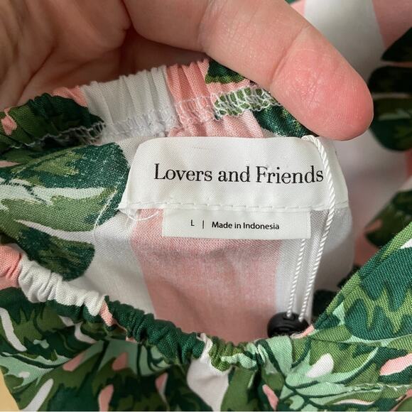 Lovers and Friends Pink&Green Floral Amity Pink Palm Tropical Dress Sz.L NWT - Picture 8 of 16